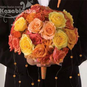 Bidermajer - Ruže i mini ruže sa perlicama