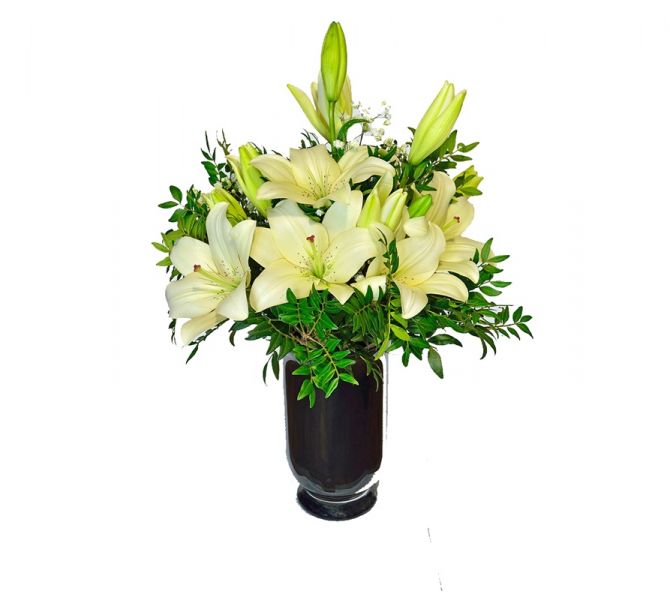 Buket - Ljiljan, gipsofila i zelenilo