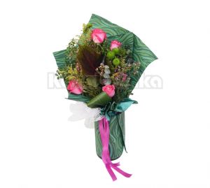Buket - Ciklama ruže sa dekoracijom