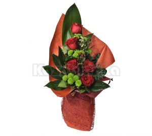 Buket - Crvene ruže i kermit sa dekoracijom