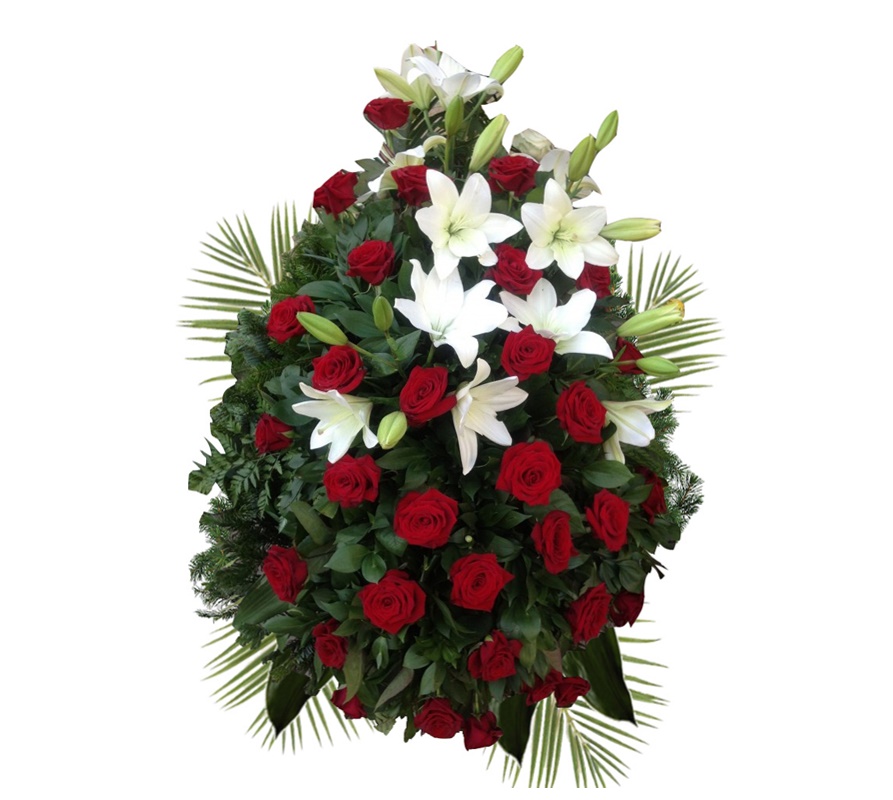 Venac - Beli ljiljani i crvene ruže