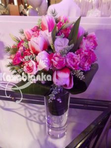 Bidermajer - Lale, mini ruže i lizijantus